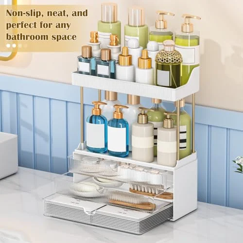 5-Tier Clear Makeup Organizer Drawer for Bathroom Vanity detail