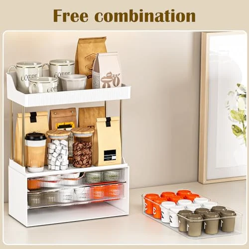 5-Tier Clear Makeup Organizer Drawer for Bathroom Vanity features