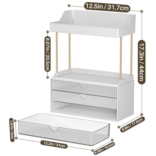 5-Tier Clear Makeup Organizer Drawer for Bathroom Vanity unboxing