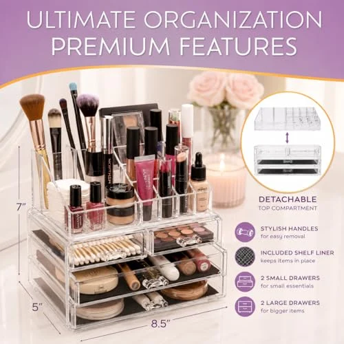 Acrylic Makeup Organizer for Vanity with Drawers and Display Case results