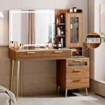 Arulvmrn Lighted Makeup Vanity Desk – Modern Storage with Mirror and Lights