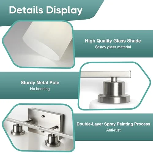 Brushed Nickel 4-Light Vanity Light with Frosted Glass Shades results