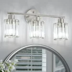 Brushed Nickel Crystal Bathroom Light Fixtures for Vanity Spaces