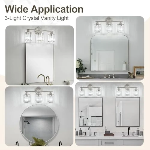 Brushed Nickel Crystal Bathroom Light Fixtures for Vanity Spaces unboxing