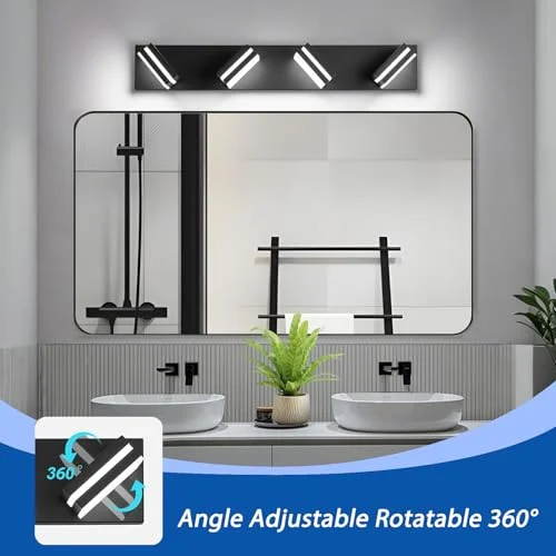 Dimmable Modern Bathroom Lights with Matte Black Finish detail