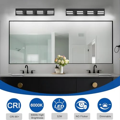 Dimmable Modern Bathroom Lights with Matte Black Finish features