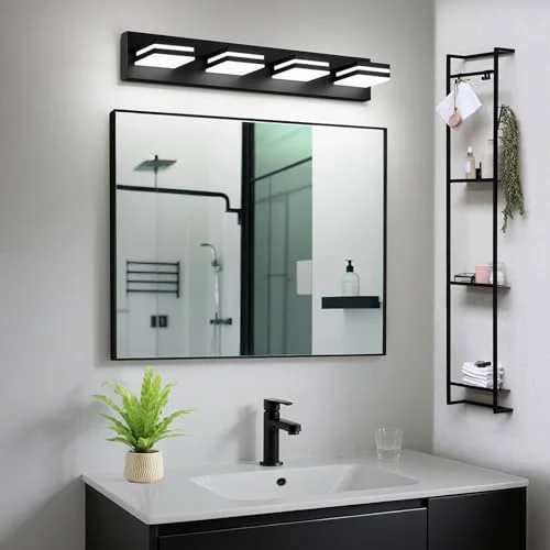 Dimmable Modern Bathroom Lights with Matte Black Finish unboxing