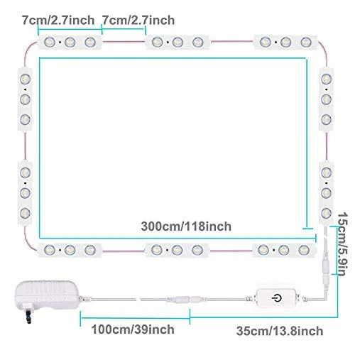 Hollywood Style LED Vanity Lights Strip for Makeup Vanity Tables showcase
