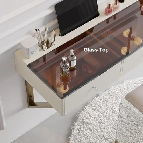 homary Floating Makeup Vanity with Drawers – Space-Saving Wall-Mounted Desk features