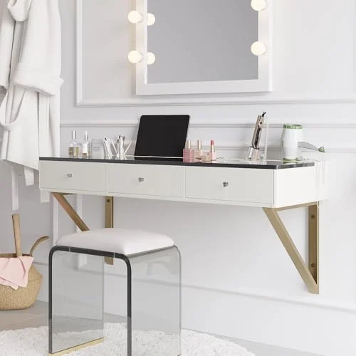 homary Floating Makeup Vanity with Drawers – Space-Saving Wall-Mounted Desk showcase
