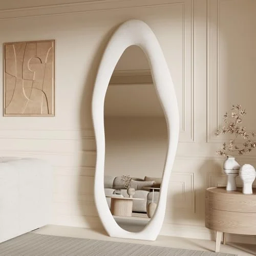 Honyee Irregular Wavy Full Length Mirror – Elegant Wall or Leaning Decor detail