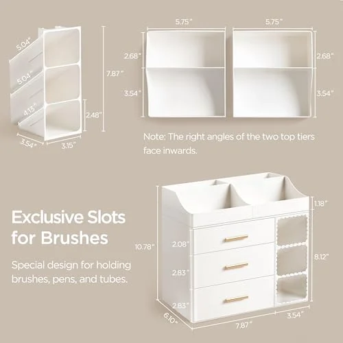Large Bathroom Countertop Makeup Organizer with Drawers showcase