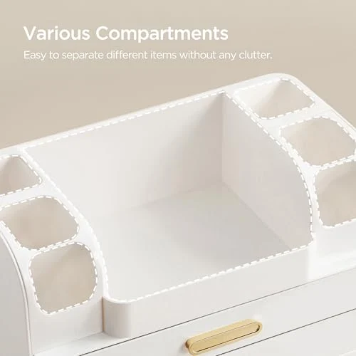 Large White Makeup Organizer with Brush Holder for Easy Access results