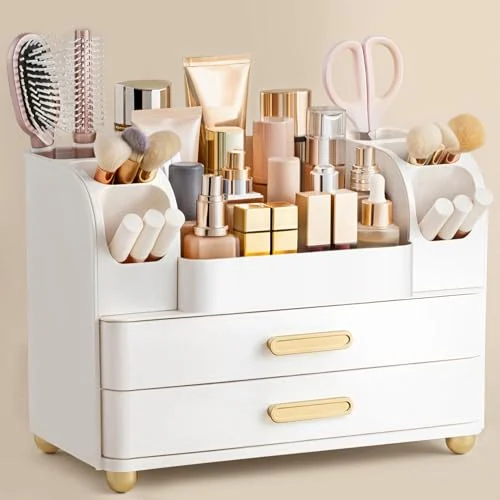 Large White Makeup Organizer with Brush Holder for Easy Access review