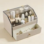 Leather Makeup Organizer with Dustproof Cover – Stylish Cosmetic Storage