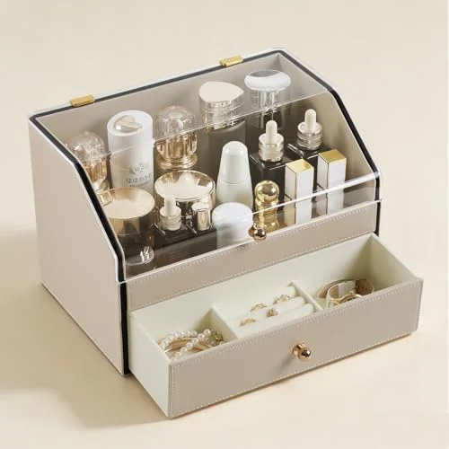 Leather Makeup Organizer with Dustproof Cover – Stylish Cosmetic Storage review