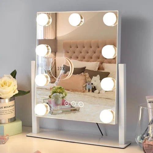 Lighted Vanity Mirror with Dimmable Bulbs and 360° Rotation review