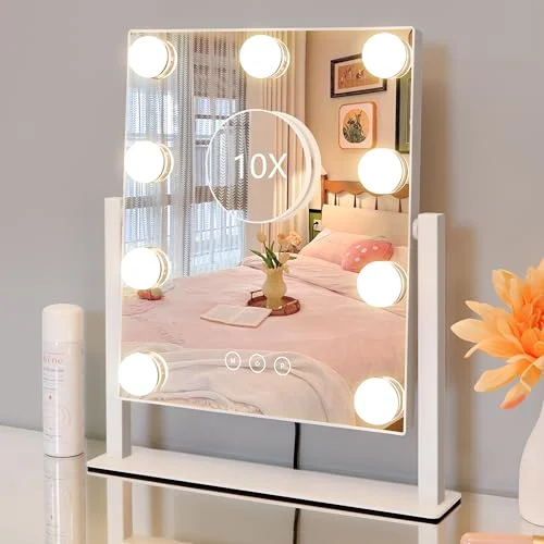 Lighted Vanity Mirror with Dimmable Bulbs and 360° Rotation showcase