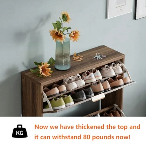 Modern Shoe Cabinet Storage – Freestanding Organizer for Entryway showcase