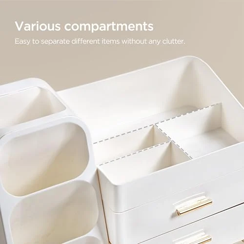 Plastic Makeup Organizer with Brush Holder for Easy Skincare Storage results