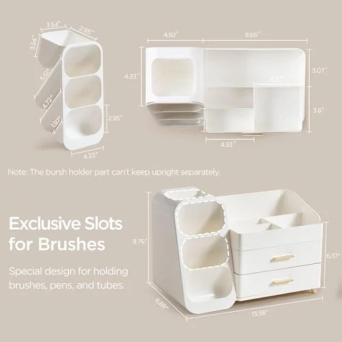 Plastic Makeup Organizer with Brush Holder for Easy Skincare Storage showcase