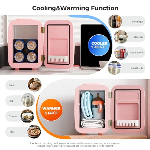 Portable Mini Fridge for Skincare and Drinks in Pink detail