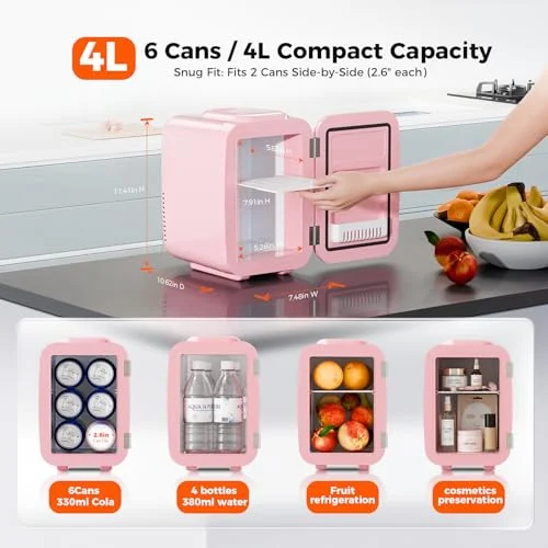 Portable Mini Fridge for Skincare and Drinks in Pink results