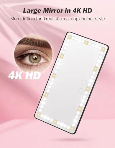 Rechargeable Car Sun Visor Makeup Mirror with Dimmable LEDs features