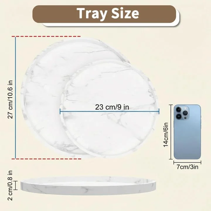 Round White Marble Silicone Vanity Tray – Non-Slip Bathroom Organizer results