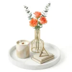 Round White Marble Silicone Vanity Tray – Non-Slip Bathroom Organizer