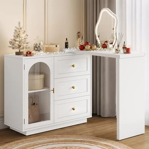 RoyalCraft Makeup Vanity Desk – Modern Dressing Table with Storage detail