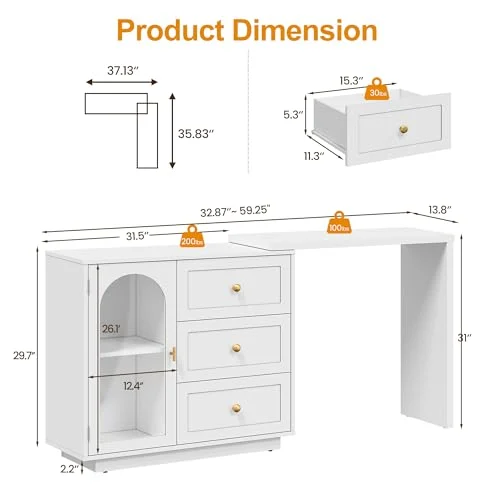 RoyalCraft Makeup Vanity Desk – Modern Dressing Table with Storage results