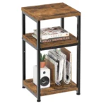 Rustic Brown Side Table with 3 Tiers for Living Room Organization
