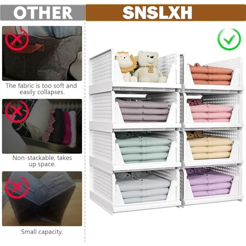 SNSLXH Stackable Closet Storage Baskets – Foldable Organizer for Any Room detail