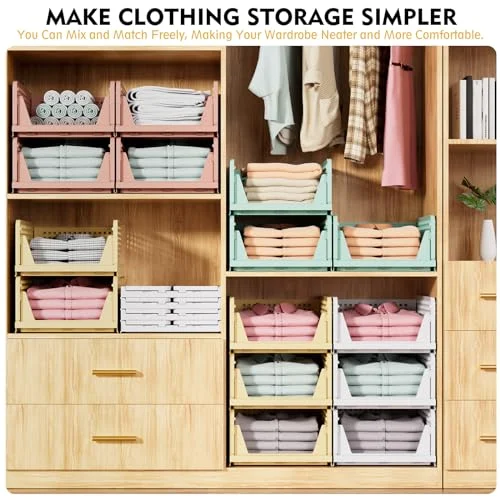 SNSLXH Stackable Closet Storage Baskets – Foldable Organizer for Any Room features