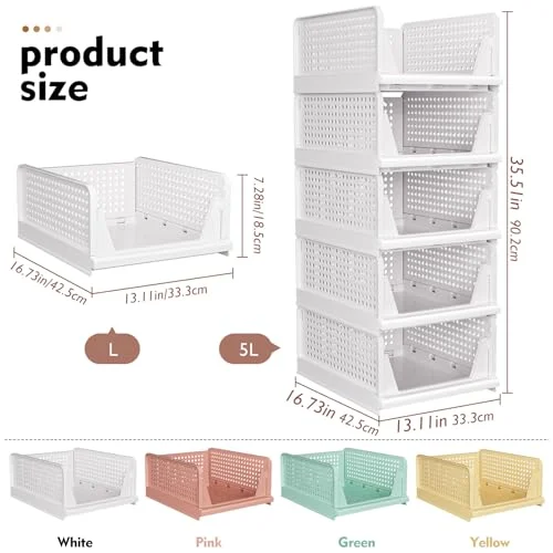 SNSLXH Stackable Closet Storage Baskets – Foldable Organizer for Any Room showcase