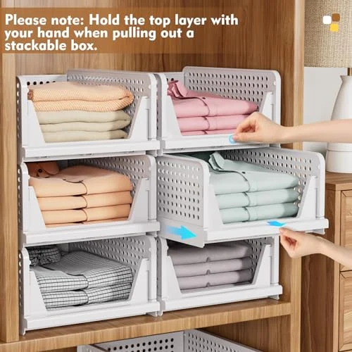 SNSLXH Stackable Closet Storage Baskets – Foldable Organizer for Any Room unboxing