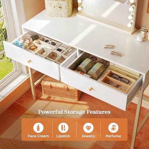 SUPERJARE Modern Vanity Desk – Stylish Home Office Workspace features