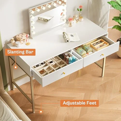 SUPERJARE Modern Vanity Desk – Stylish Home Office Workspace unboxing