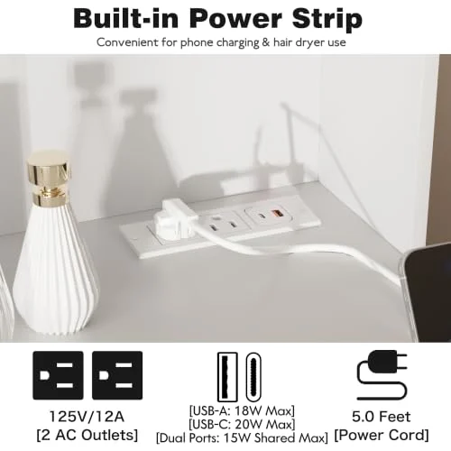 White Vanity Desk with Mirror and 10 Lights for Bedroom unboxing
