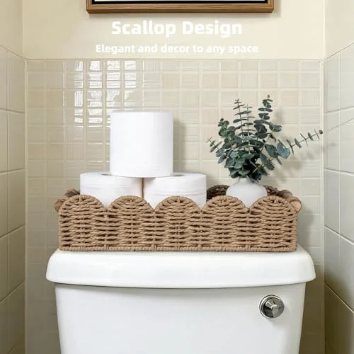 Wicker Bathroom Basket Organizer for Toilet Paper and Home Decor detail