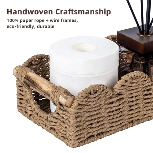 Wicker Bathroom Basket Organizer for Toilet Paper and Home Decor showcase