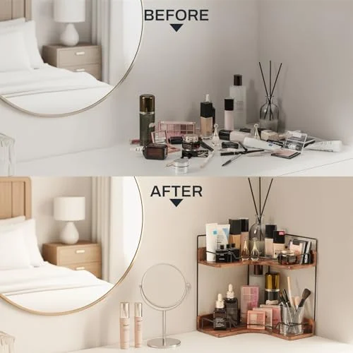 Wooden 2-Tier Bathroom Counter Organizer for Skincare and Makeup results