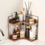 Wooden 2-Tier Bathroom Counter Organizer for Skincare and Makeup