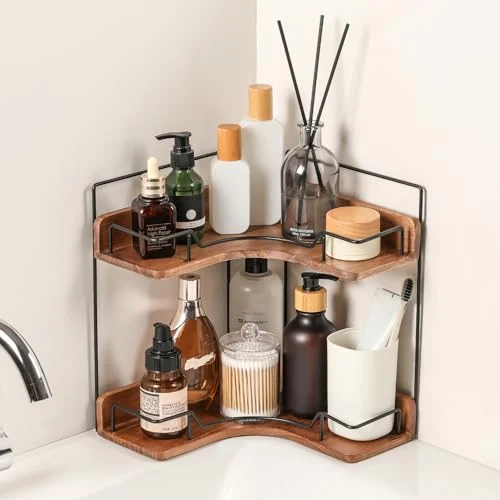 Wooden 2-Tier Bathroom Counter Organizer for Skincare and Makeup review