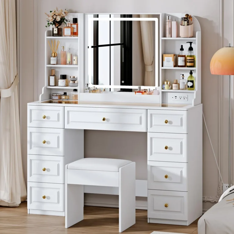 43-Inch Vanity Desk with Lights and Storage for Effective Organization review