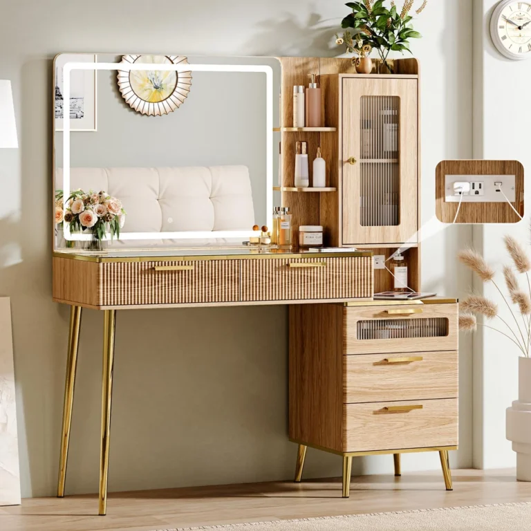 47-Inch Modern Vanity Desk with Lights and Charging Station review