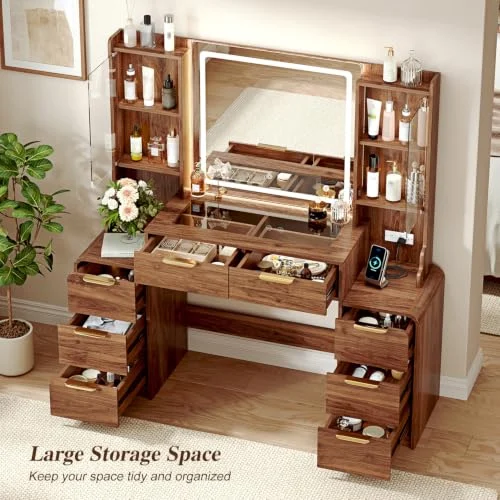 55-Inch Makeup Vanity with Mirror and RGB Lighting for Bedrooms detail