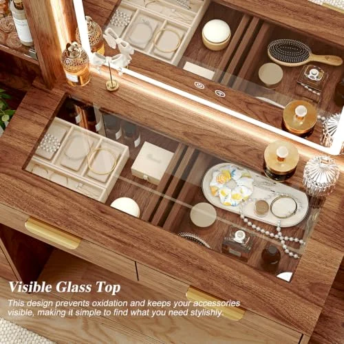 55-Inch Makeup Vanity with Mirror and RGB Lighting for Bedrooms features