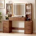 55-Inch Makeup Vanity with Mirror and RGB Lighting for Bedrooms